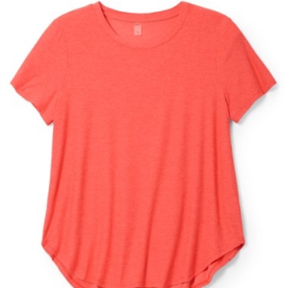 Beyond Yoga Featherweight On The Down Low Tee - Fresh Coral Heather, S